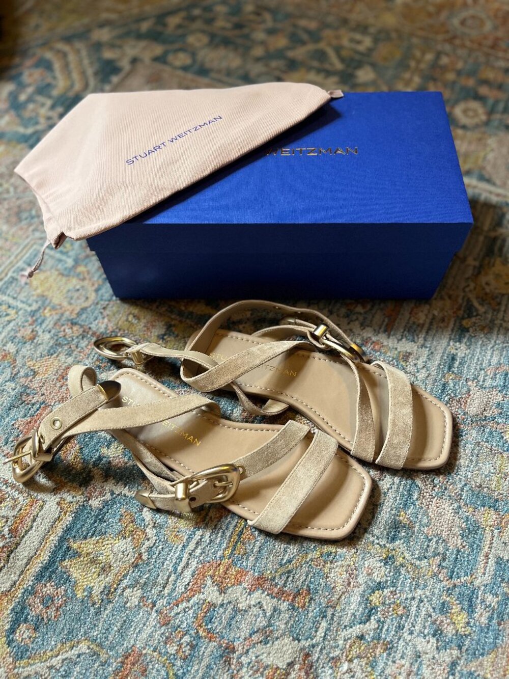 Stuart Weitzman Tan Suede Gladiator Sandals - Size 7.5